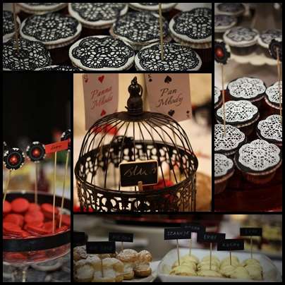 słodki stół w klimacie pokera